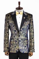 Gold-Blue-Patterned-Over-Navy-Blue-Men-Tuxedo-Blazer-Wessi-5