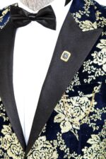 Gold-Floral-Patterned-Navy-Blue-Men-Party-Blazer-Wessi-3