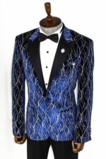 Gold-Patterned-Navy-Blue-Men-Evening-Tuxedo-Blazer-Wessi-5