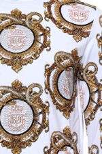 Gold-Patterned-Slim-Fit-White-Sweatshirt-Wessi-1