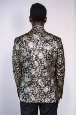 Gold-Rose-Patterned-Slim-Fit-Black-Men-Singer-Tuxedo-Blazer-Wessi-4