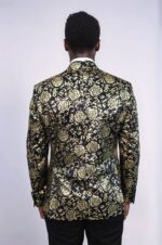 Gold-Rose-Patterned-Slim-Fit-Navy-Blue-Men-Party-Blazer-Wessi-4