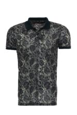 Green Floral Polo Neck Men T-Shirt