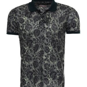 Green Floral Polo Neck Men T-Shirt - Wessi