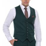 Green Plain 8 Buttoned Vest - Wessi