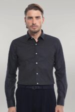 Green Self Patterned Slimfit Shirt