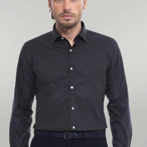 Green Self Patterned Slimfit Shirt - Wessi