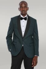 Green Shawl Lapel Sparkly Tuxedo Jacket