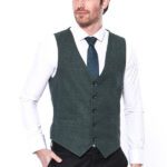 Green V Neck Men Vest | Wessi