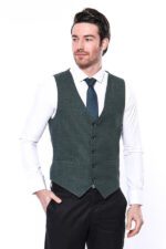 Green V Neck Men Vest