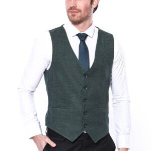 Green V Neck Men Vest | Wessi