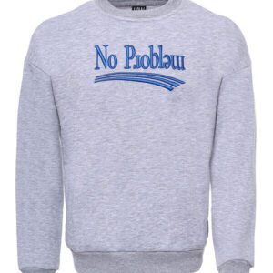 Grey Crew Neck Embroidered Men's Sweatshirt - Wessi