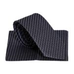 Grey Cube Patterned Men Black Tie - Wessi