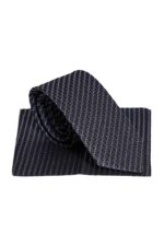 Grey Cube Patterned Men Black Tie