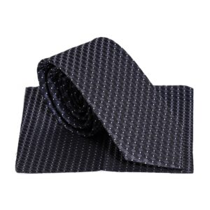 Grey Cube Patterned Men Black Tie - Wessi