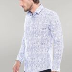 Grey Flower Patterned Slim Fit Shirt | Wessi