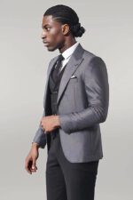 Grey Jacket Combined Black Suit