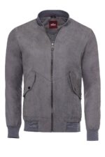 Grey Patch Pockets Suede Bomber Coat