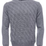 Grey Patterned Circle Neck Sweater - Wessi