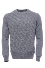 Grey Patterned Circle Neck Sweater