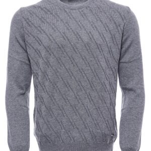 Grey Patterned Circle Neck Sweater - Wessi