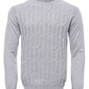 Grey Patterned Half Turtleneck Sweater - Wessi