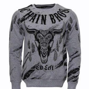 Grey Patterned Slim Fit Sweatshirt - Wessi