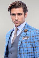 Grey-Vested-Slim-Fit-Checked-Light-Blue-Men-Suit-Wessi-2