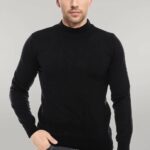 Half Turtleneck Black Knitwear Sweater - Wessi