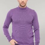 Half Turtleneck Purple Knitwear Sweater - Wessi