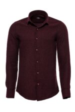 Herringbone Patterned Dark Burgundy Men Lumberjack Shirt