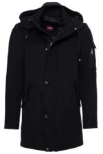 Hooded Cachet Hidden Zippered Black Coat