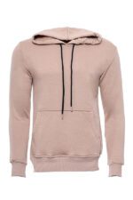 Hooded Pocket Plain Beige Men's Sweatshirt