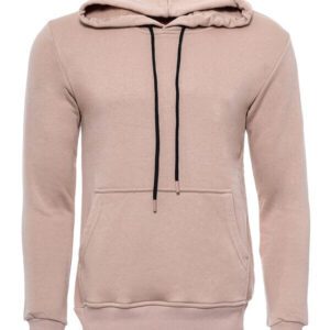 Hooded Pocket Plain Beige Men's Sweatshirt - Wessi