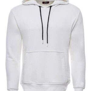 Hooded Pocket Plain Cream Men's Sweatshirt - Wessi