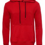 Hooded Pocket Plain Red Men's Sweatshirt - Wessi