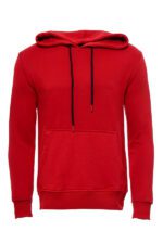 Hooded Pocket Plain Red Men's Sweatshirt