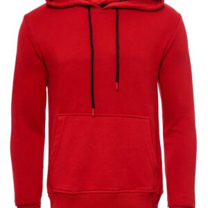Hooded Pocket Plain Red Men's Sweatshirt - Wessi