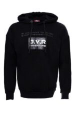 Hooded Pocket Printed Black Sweatshirt