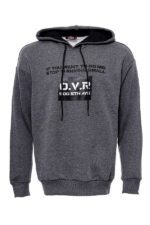 Hooded Pocket Printed Dark Grey Sweatshirt
