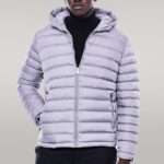 Hooded Quilted Grey Men Coat - Wessi