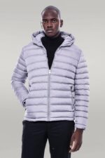 Hooded Quilted Grey Men Coat