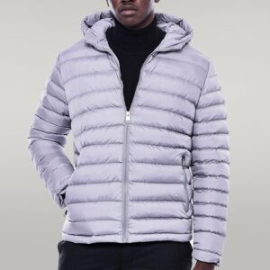 Hooded Quilted Grey Men Coat - Wessi