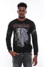 Hooded-Silver-Grey-Tiger-Patterned-Black-Slim-Fit-Sweatshirt-Wessi-2