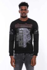 Hooded-Silver-Grey-Tiger-Patterned-Black-Slim-Fit-Sweatshirt-Wessi-4