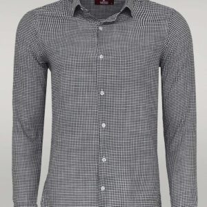 Houndstooth Pattern Black Men Shirt - Wessi