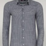 Houndstooth Pattern Navy Blue Men Shirt - Wessi