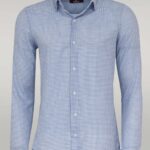 Houndstooth Pattern Sky Blue Men Shirt - Wessi