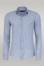 Houndstooth Pattern Sky Blue Men Shirt