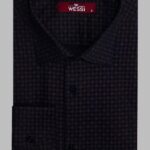 Houndstooth Pattern Slim Fit Brown Men Shirt - Wessi